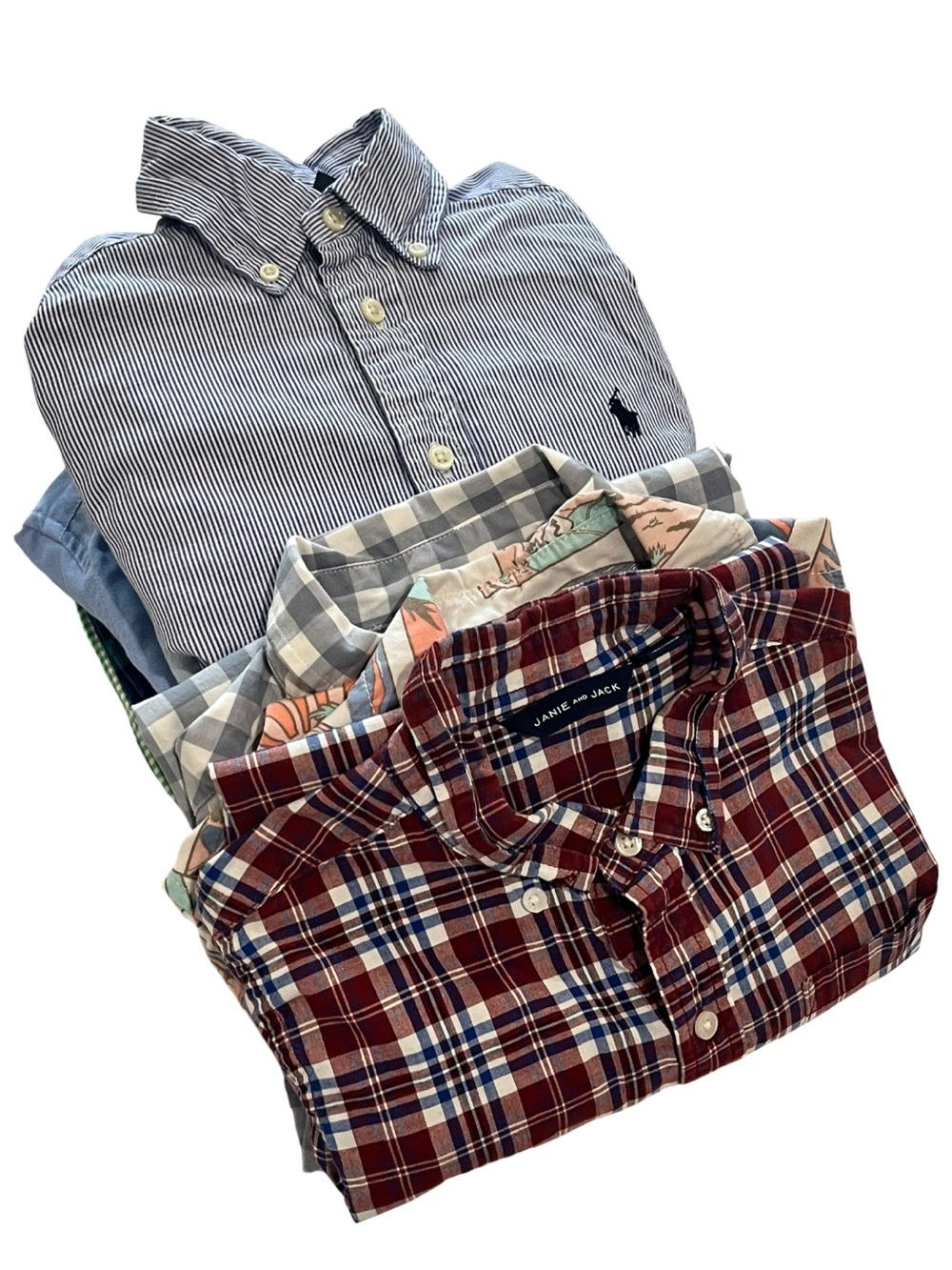 Boys Size 8-9 Button Up Shirt Lot 8 Pc Janie & Jack Ralph Lauren Crewcuts Chaps